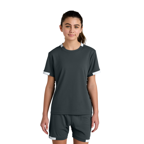 Sport-Tek® Club Recycled Poly Short Sleeve Youth Crew Tee