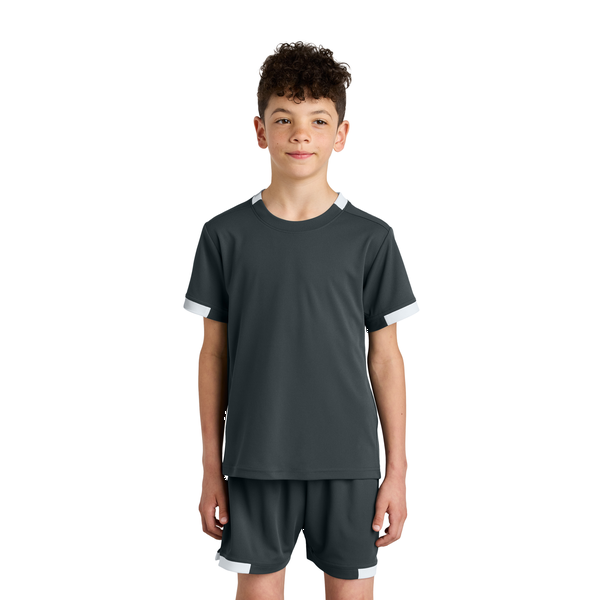 Sport-Tek® Club Recycled Poly Short Sleeve Youth Crew Tee