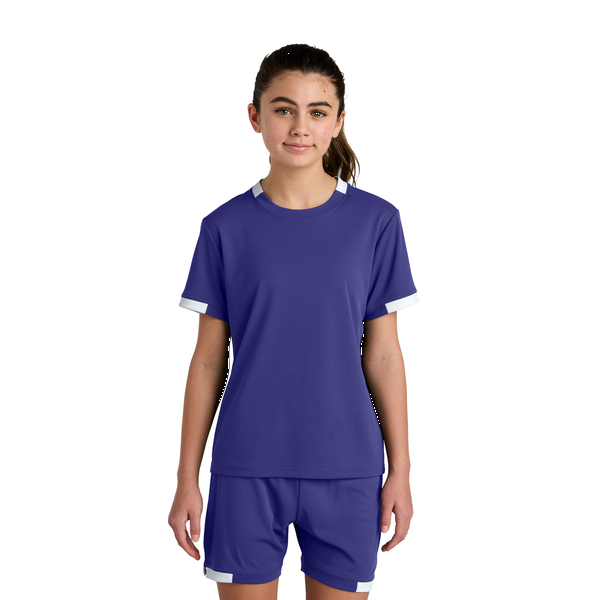 Sport-Tek® Club Recycled Poly Short Sleeve Youth Crew Tee