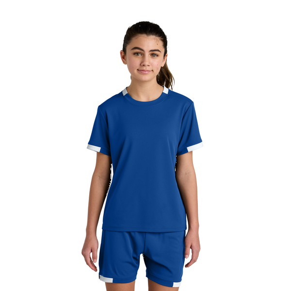 Sport-Tek® Club Recycled Poly Short Sleeve Youth Crew Tee