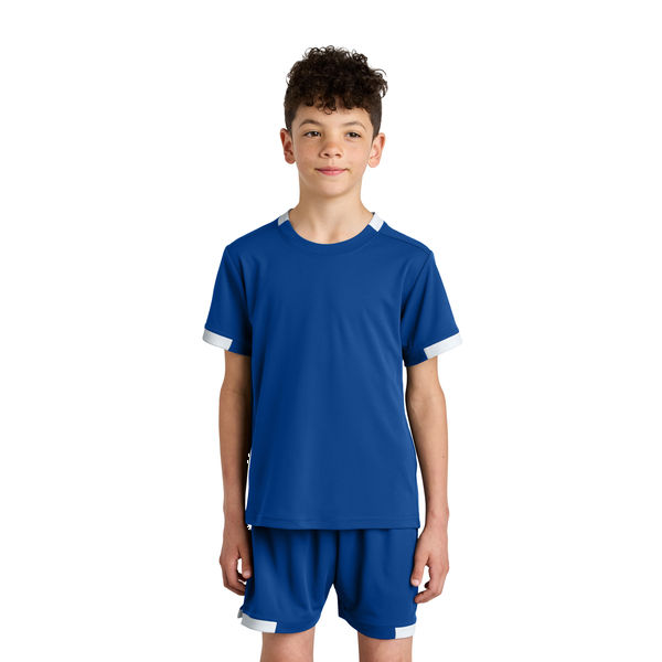 Sport-Tek® Club Recycled Poly Short Sleeve Youth Crew Tee