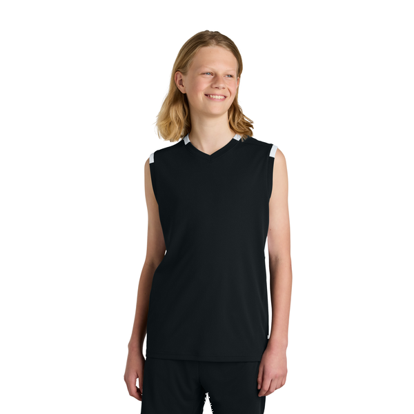 Sport-Tek® Club Recycled Poly Sleeveless Youth V-Neck Tank