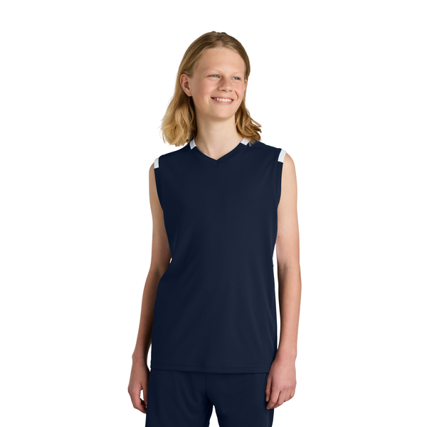 Sport-Tek® Club Recycled Poly Sleeveless Youth V-Neck Tank