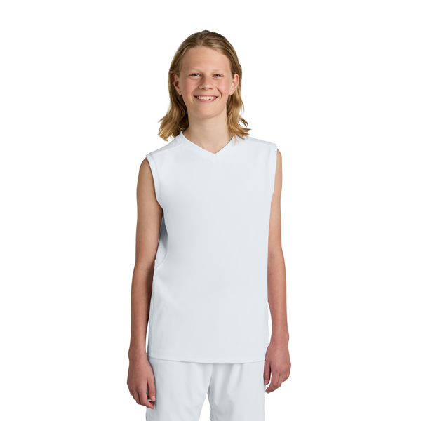 Sport-Tek® Club Recycled Poly Sleeveless Youth V-Neck Tank