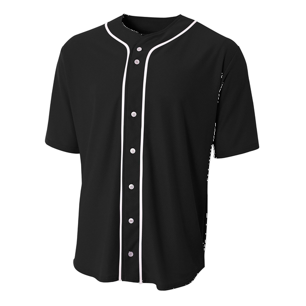A4® Short Sleeve Poly/Spandex Full-Button Unisex Baseball Top