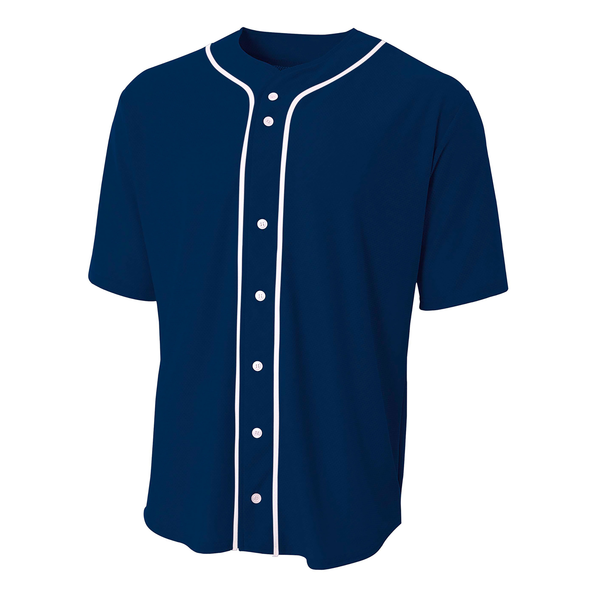 A4® Short Sleeve Poly/Spandex Full-Button Unisex Baseball Top