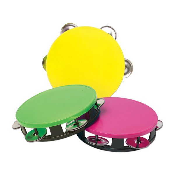 Colorful Plastic Tambourine, 5-1/2"