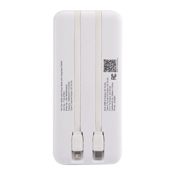 Power Pal Power Bank w/ Integrated Cable, 10000mAh
