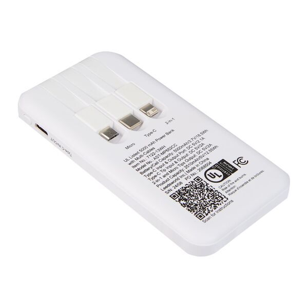 UL Listed Power Bank w/ Multi-Cables, 5000mAh