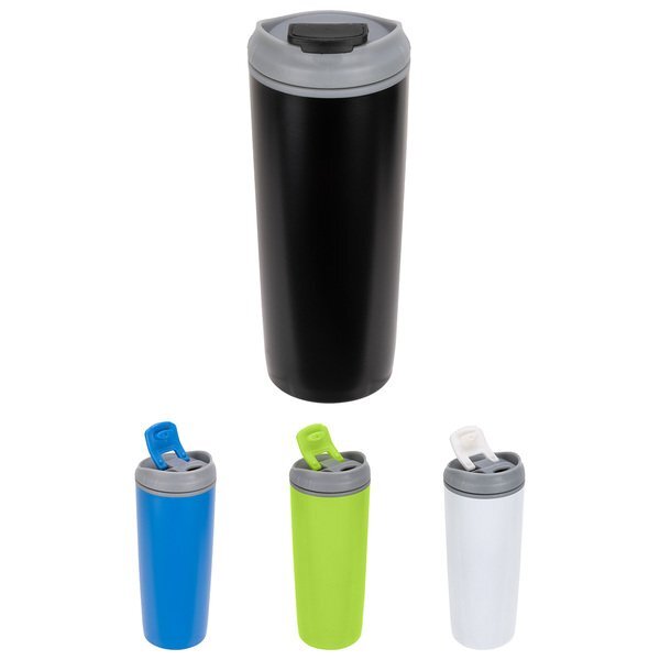 Olympia Stainless Steel & Polypropylene Tumbler w/ Flip Top Lid, 17oz.