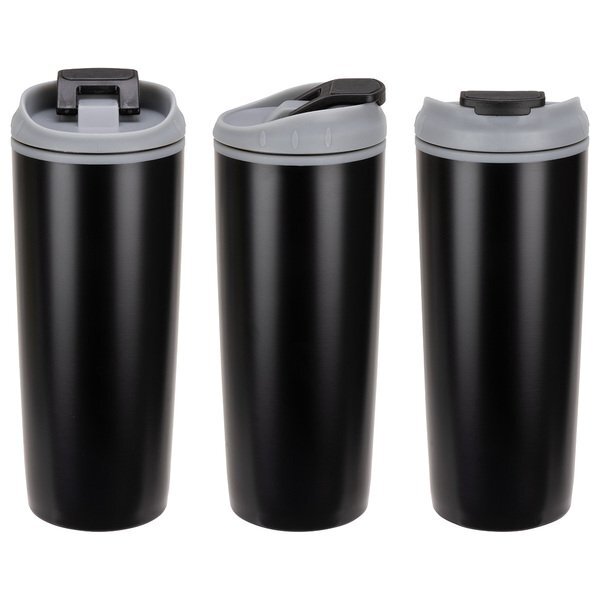 Olympia Stainless Steel & Polypropylene Tumbler w/ Flip Top Lid, 17oz.