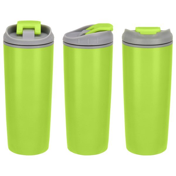 Olympia Stainless Steel & Polypropylene Tumbler w/ Flip Top Lid, 17oz.