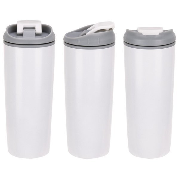 Olympia Stainless Steel & Polypropylene Tumbler w/ Flip Top Lid, 17oz.