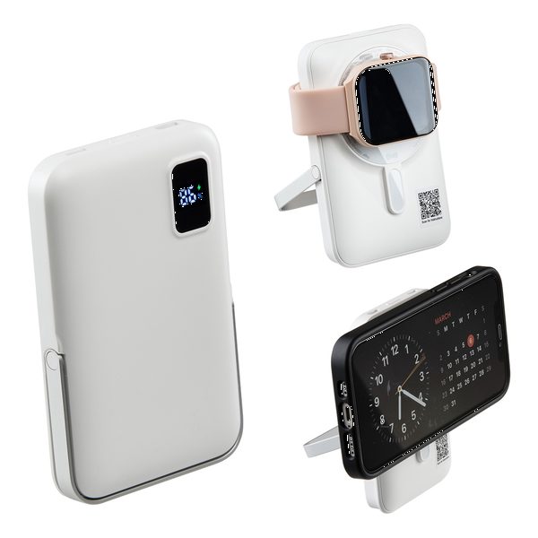 Regal 20W PD Power Bank w/ 15W Magnetic Wireless Charger, Watch Charger & Phone Stand, 10000mAh