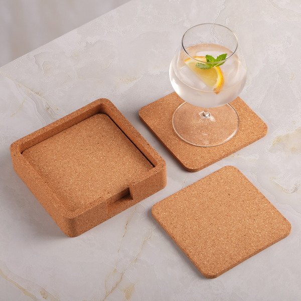 Square Cork Coaster 4-Piece Set