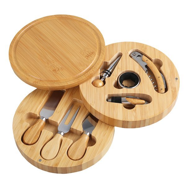 Swivel Top Bamboo Cheese Board Set