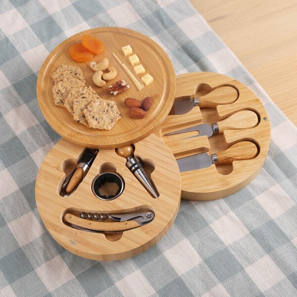 Swivel Top Bamboo Cheese Board Set