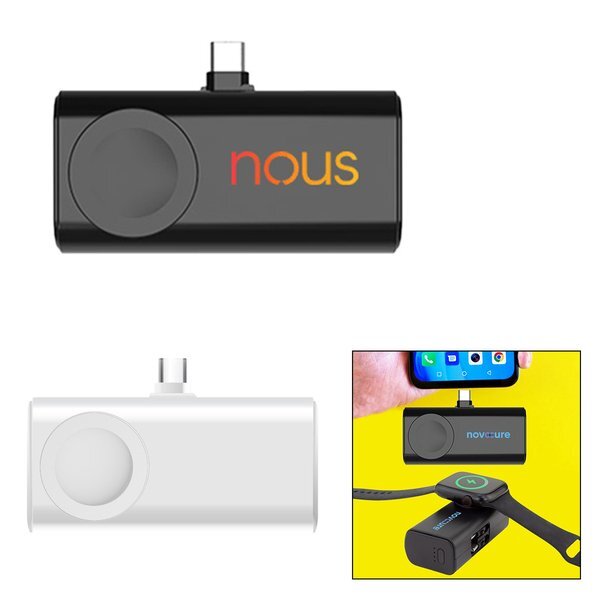 Dual Plug Power Bank w/ Watch Charger, 5000mAh