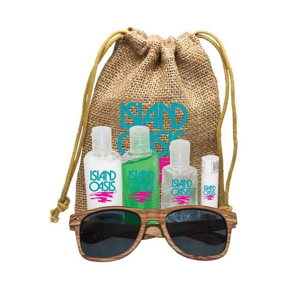 Jute Sun Kit with Faux Wood Frame Sunglasses