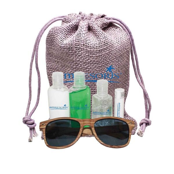 Jute Sun Kit with Faux Wood Frame Sunglasses