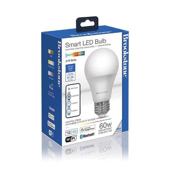 Brookstone® Smart A19 WiFi RGB Bulb w/ Tunable White