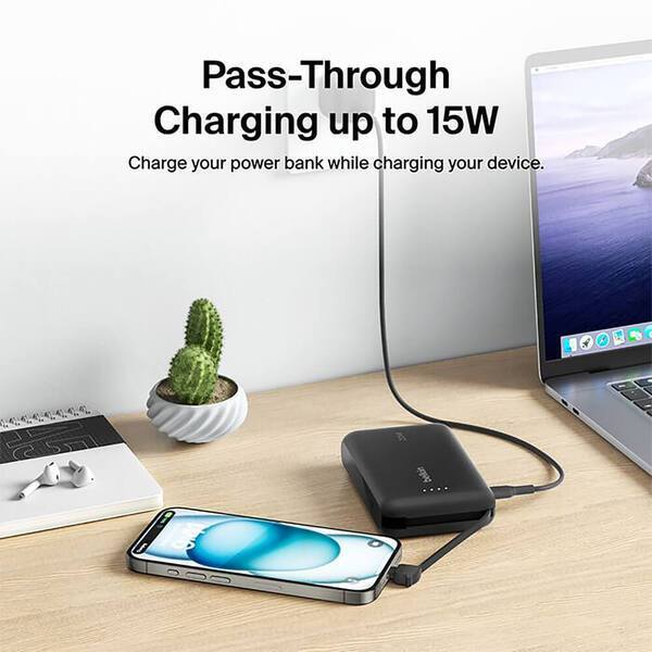 Belkin® Power Bank w/ Integrated Cable, 10000mAh