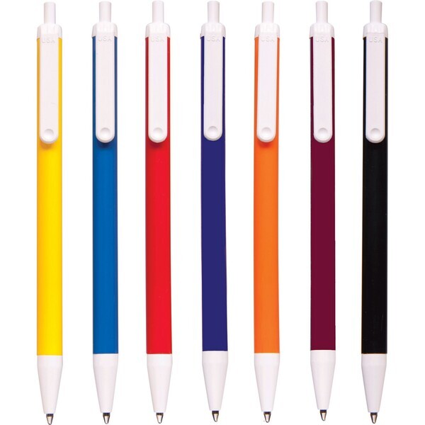 USA Made Value Click White Trim Solids Retractable Pen