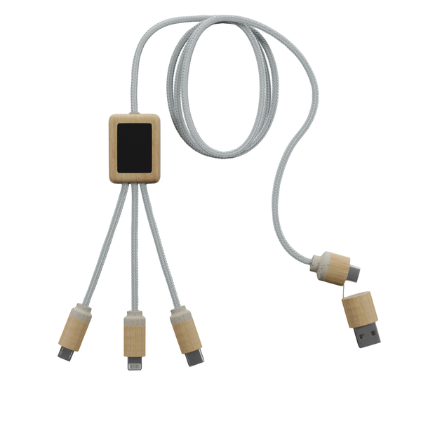 SCX Design™ 5-in-1 Bamboo Charging Cable 2A