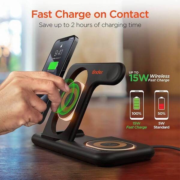 Hypergear Power Fold X-Ray 4-in-1 Foldable Wireless Charging Stand w/ 15W Wireless Fast Charge