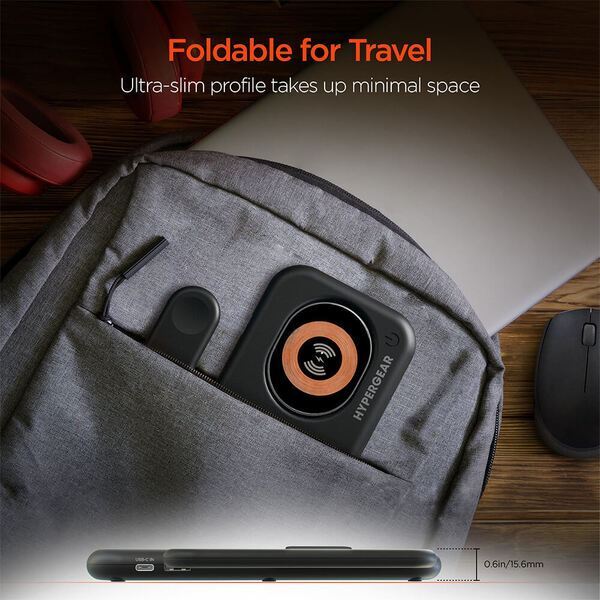 Hypergear Power Fold X-Ray 4-in-1 Foldable Wireless Charging Stand w/ 15W Wireless Fast Charge