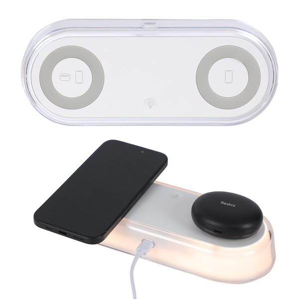 Twin Deck 2-in-1 Wireless Charger w/ Ambient Light