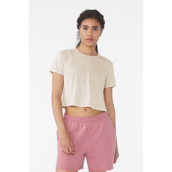 Bella + Canvas® Flowy Poly/Viscose Cropped Ladies' Tee