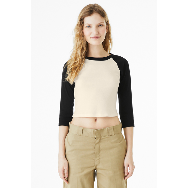 Bella + Canvas® Micro Rib 3/4 Raglan Cotton/Poly Ladies' Baby Tee
