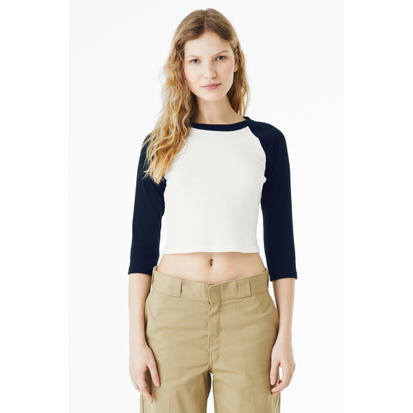 Bella + Canvas® Micro Rib 3/4 Raglan Cotton/Poly Ladies' Baby Tee