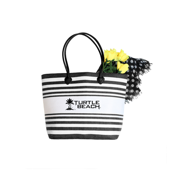 Striped Natural Fiber Trendy Tote