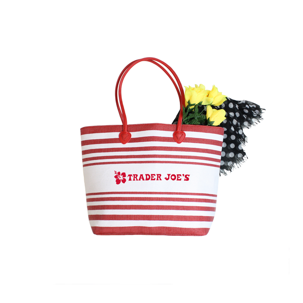 Striped Natural Fiber Trendy Tote