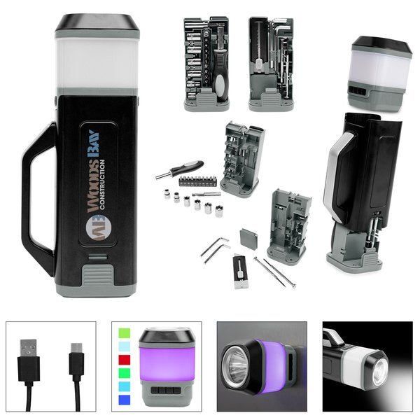 Twenty-Four Piece Tool Set w/ Rechargeable LED Light