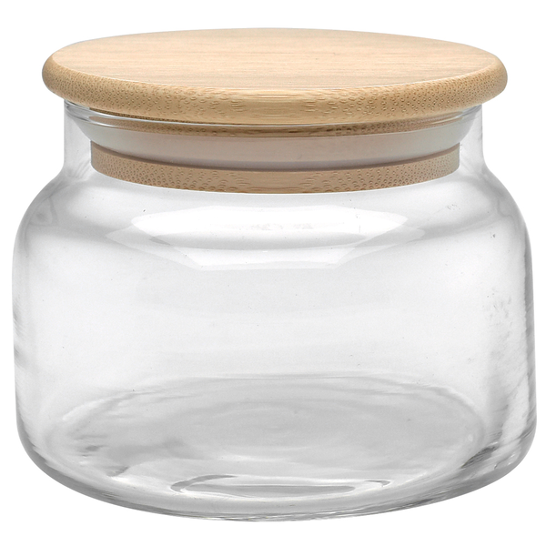 Apothecary Glass Jar with Bamboo Lid, 8 oz.