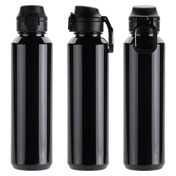 Switchback rPET Bottle w/ Snap-Top Lid & Carabiner, 27oz.