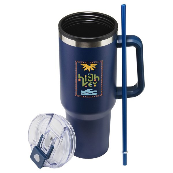 Ohana Stainless Steel & Polypropylene Mug w/ Color-Matching Handle, 40oz.
