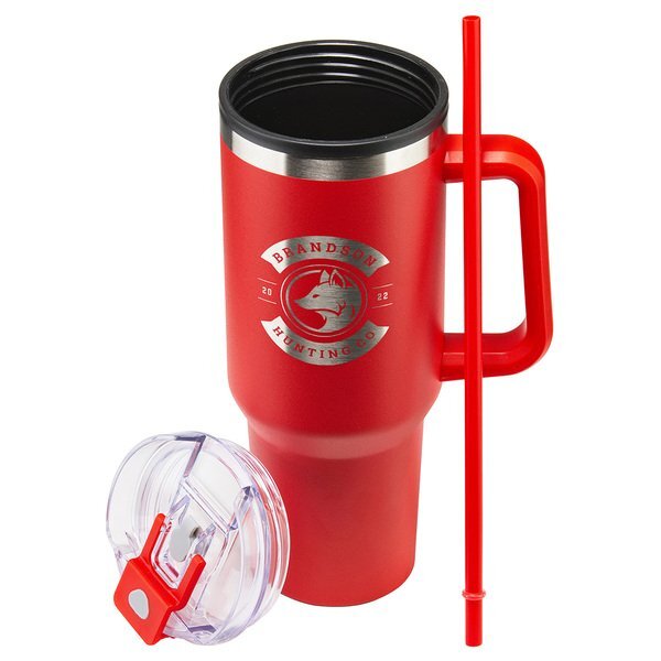 Ohana Stainless Steel & Polypropylene Mug w/ Color-Matching Handle, 40oz.