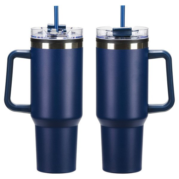 Ohana Stainless Steel & Polypropylene Mug w/ Color-Matching Handle, 40oz.