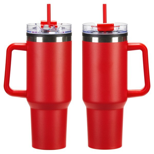 Ohana Stainless Steel & Polypropylene Mug w/ Color-Matching Handle, 40oz.