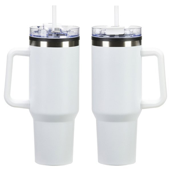 Ohana Stainless Steel & Polypropylene Mug w/ Color-Matching Handle, 40oz.