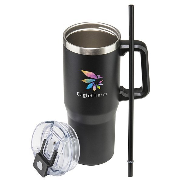 Maestro Vacuum Insulated Stainless Steel Mug w/ Straw, 30oz.