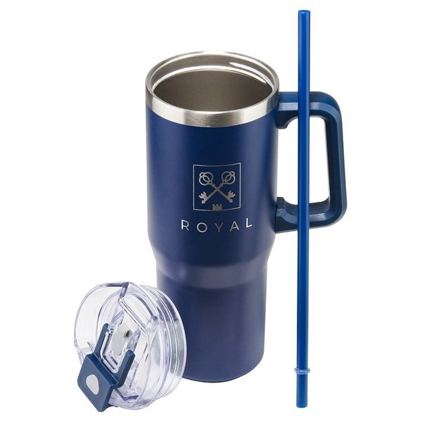 Maestro Vacuum Insulated Stainless Steel Mug w/ Straw, 30oz.