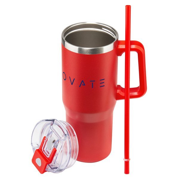 Maestro Vacuum Insulated Stainless Steel Mug w/ Straw, 30oz.