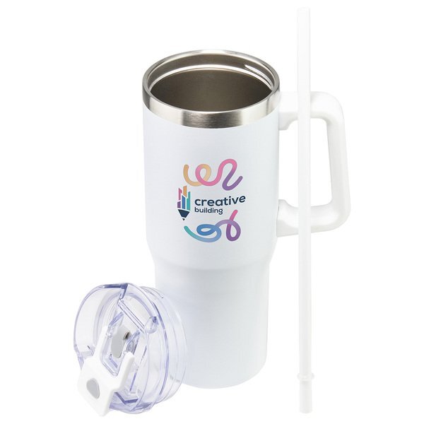 Maestro Vacuum Insulated Stainless Steel Mug w/ Straw, 30oz.