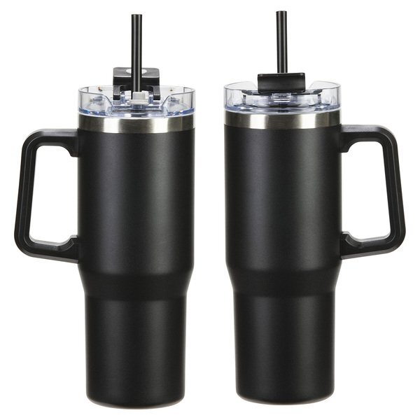 Maestro Vacuum Insulated Stainless Steel Mug w/ Straw, 30oz.