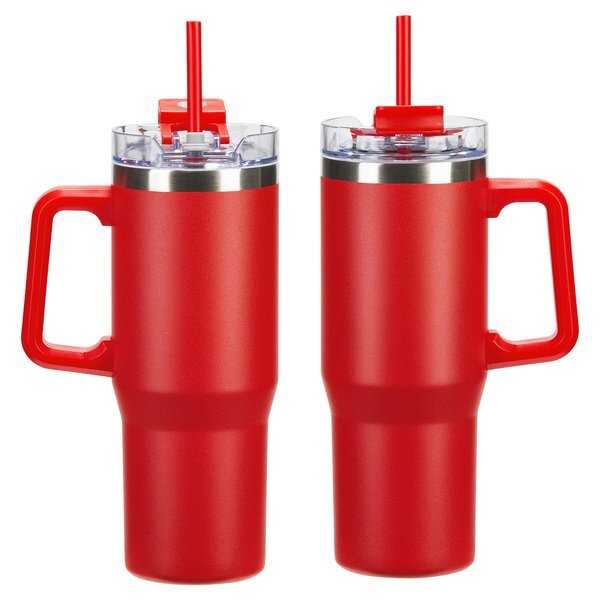 Maestro Vacuum Insulated Stainless Steel Mug w/ Straw, 30oz.